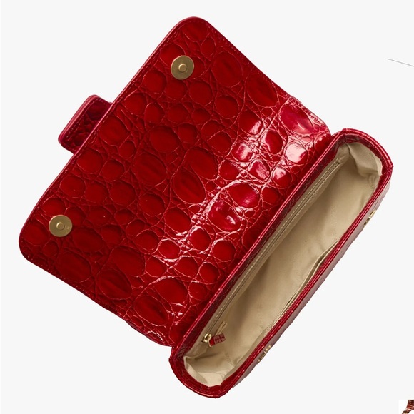 Brahmin NWT Rosa Sriracha Vanderbilt Red Croc-Embossed Crossbody & Dustbag - Picture 5 of 9